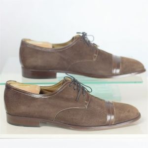 Carlo Morandi 11.5 Derby Brown Suede Shoes Italy